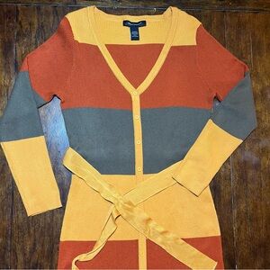 Ashley Stewart Color‎ Block Knit Sweater Dress 18/20 Belted Casual Fitted Ribbed